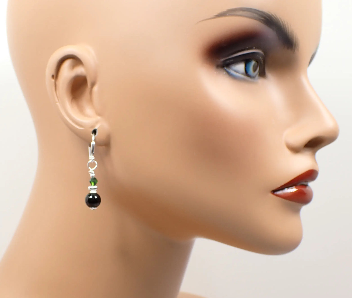 Small Handmade Green Goldstone Drop Earrings, Boho Jewelry, Silver Plated Hook Lever Back or Clip On