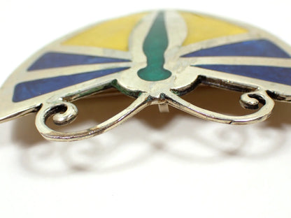 Mexico Alpaca Retro Vintage Enameled Butterfly Brooch Pin Pendant
