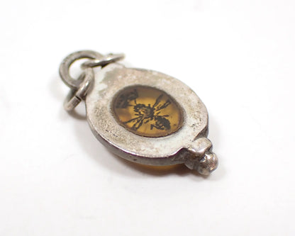 Pre Owned Modern Small Resin Queen Bee Charm, Sterling Silver Setting
