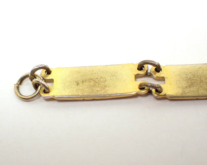 Damascene Retro Vintage Link Bracelet, Geometric Design, Made in Spain