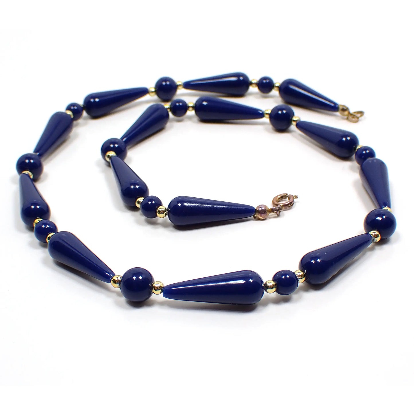 Dark Blue Lucite Teardrop Beaded Vintage Necklace