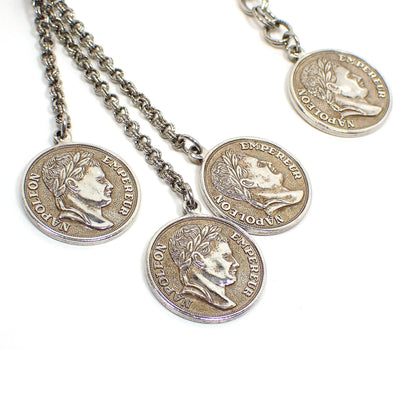 Long Napoleon Empereur Roaring Lion Faux Coin Medallion Tassel Retro Vintage Lariat Necklace