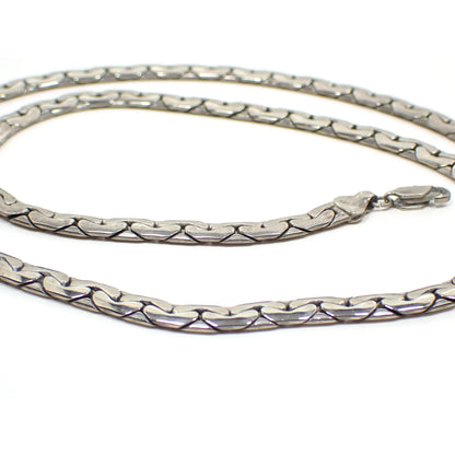 Sterling Silver Retro Vintage Heavy Link Virola Chain Necklace