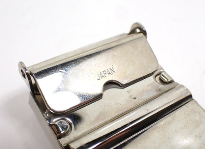 1980s Aubrey Fitch FFG 34 Vintage Belt Buckle, Silver Tone Slide Through Style, Made in Japan