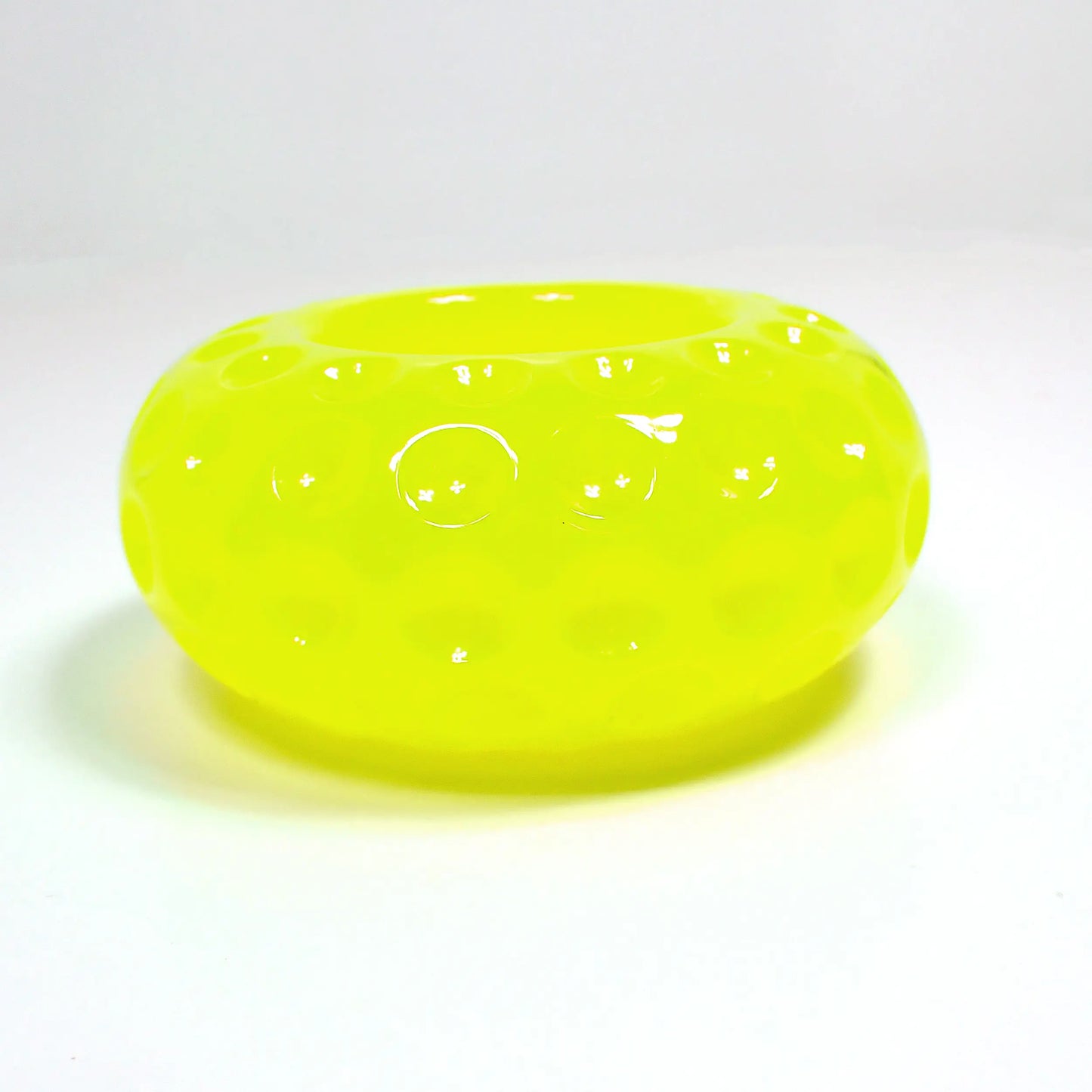 Small Handmade Neon Yellow Resin Tea Light Candle Holder, UV Fluorescent Glow Flameless Tealight Candles Holder