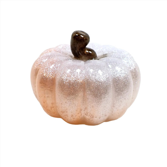Small White Peach and Brown Handmade Resin Pumpkin, Halloween Fall Decor