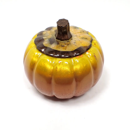 Pearly Multi Color in Fall Tones Resin Handmade Pumpkin Trinket Box, Halloween Fall Decor