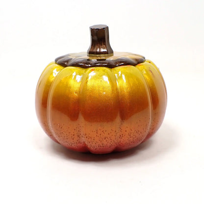 Pearly Multi Color in Fall Tones Resin Handmade Pumpkin Trinket Box, Halloween Fall Decor