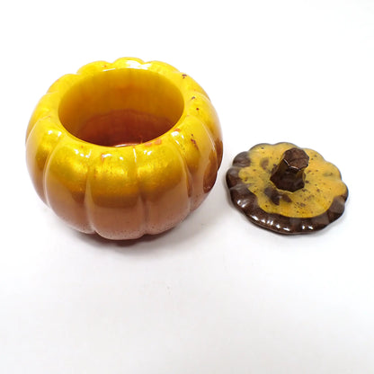 Pearly Multi Color in Fall Tones Resin Handmade Pumpkin Trinket Box, Halloween Fall Decor