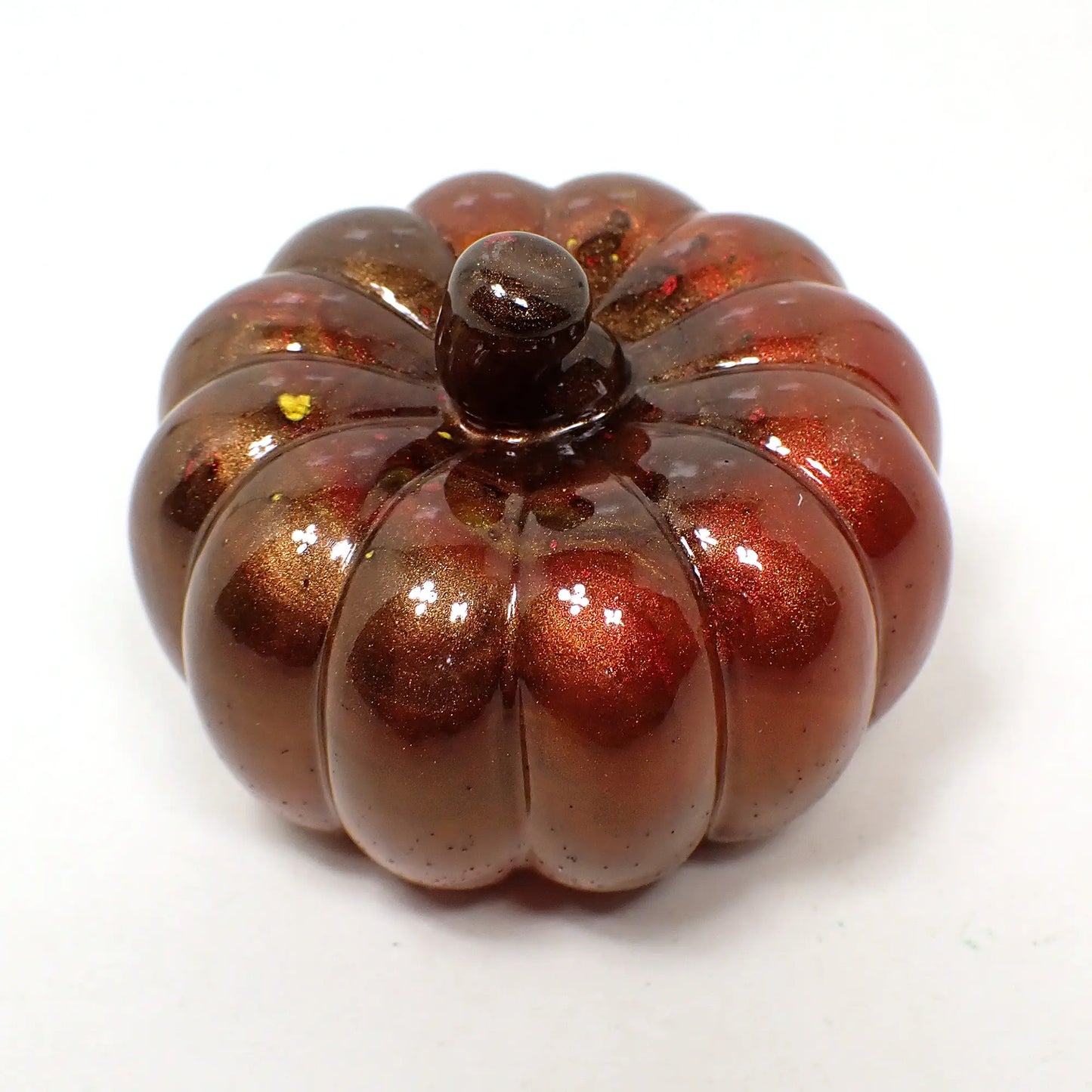 Handmade Pearly Resin Pumpkin in Dark Fall Colors, Halloween Autumn Decor