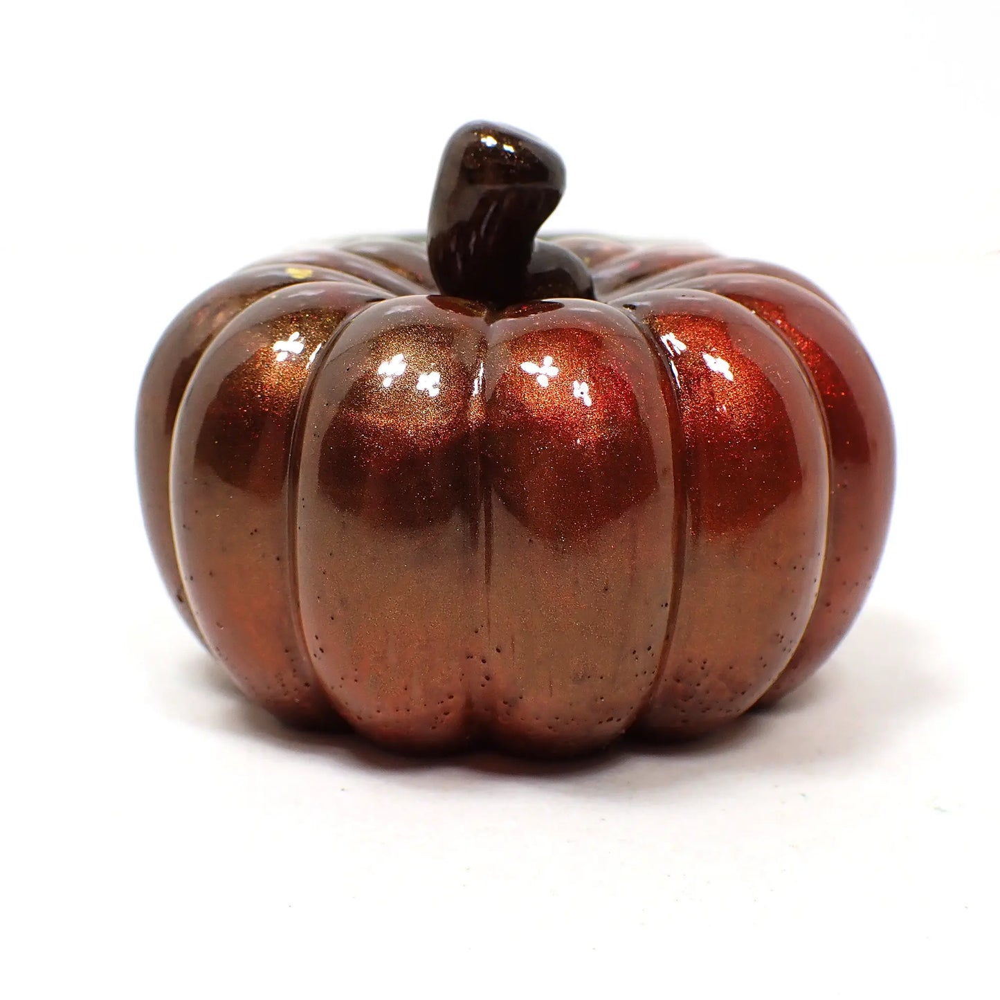 Handmade Pearly Resin Pumpkin in Dark Fall Colors, Halloween Autumn Decor