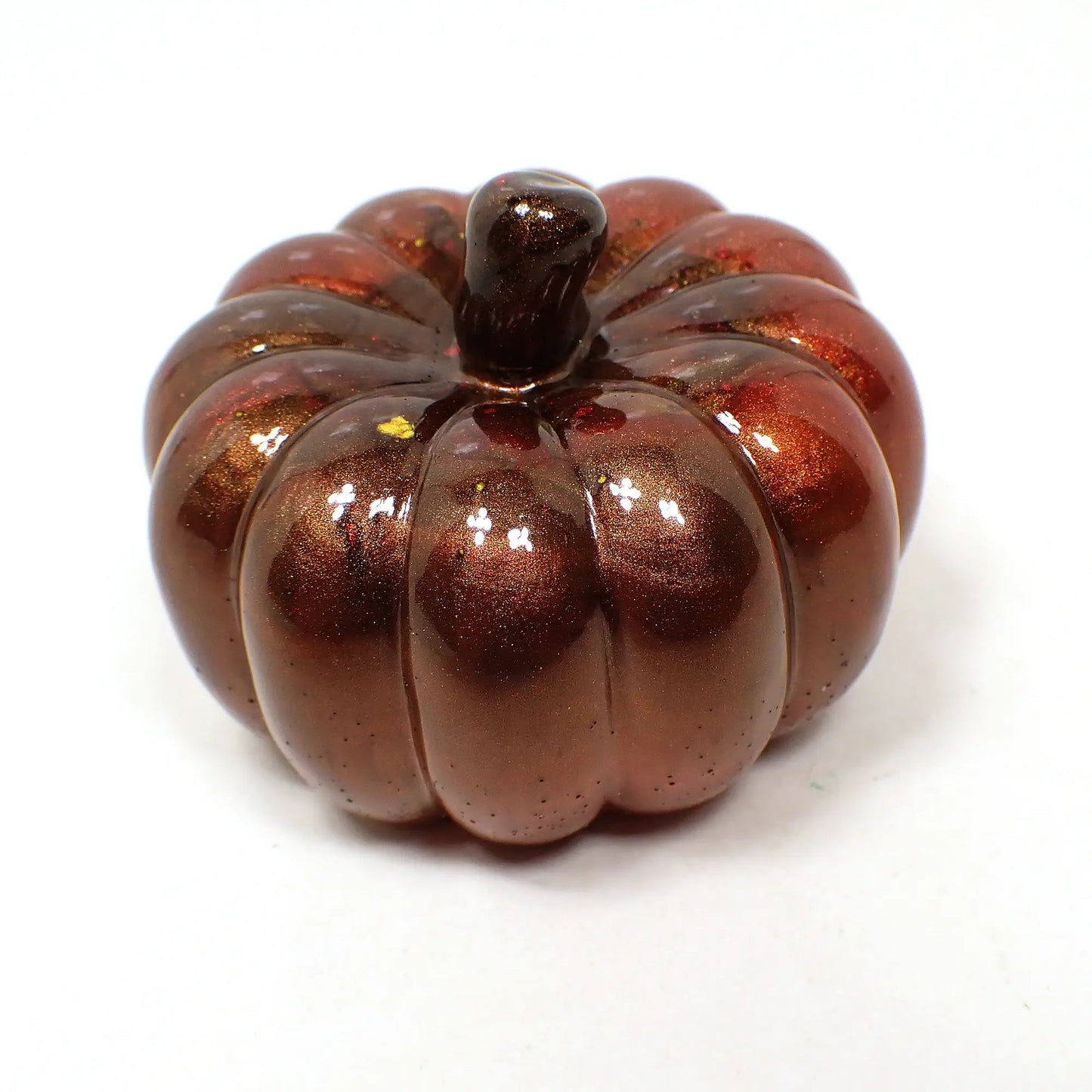 Handmade Pearly Resin Pumpkin in Dark Fall Colors, Halloween Autumn Decor