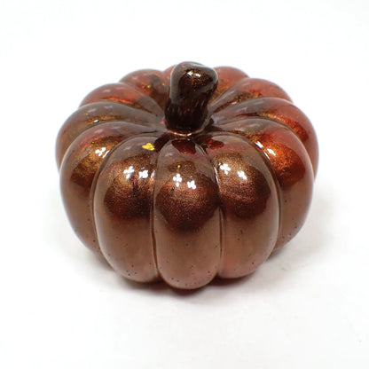 Handmade Pearly Resin Pumpkin in Dark Fall Colors, Halloween Autumn Decor