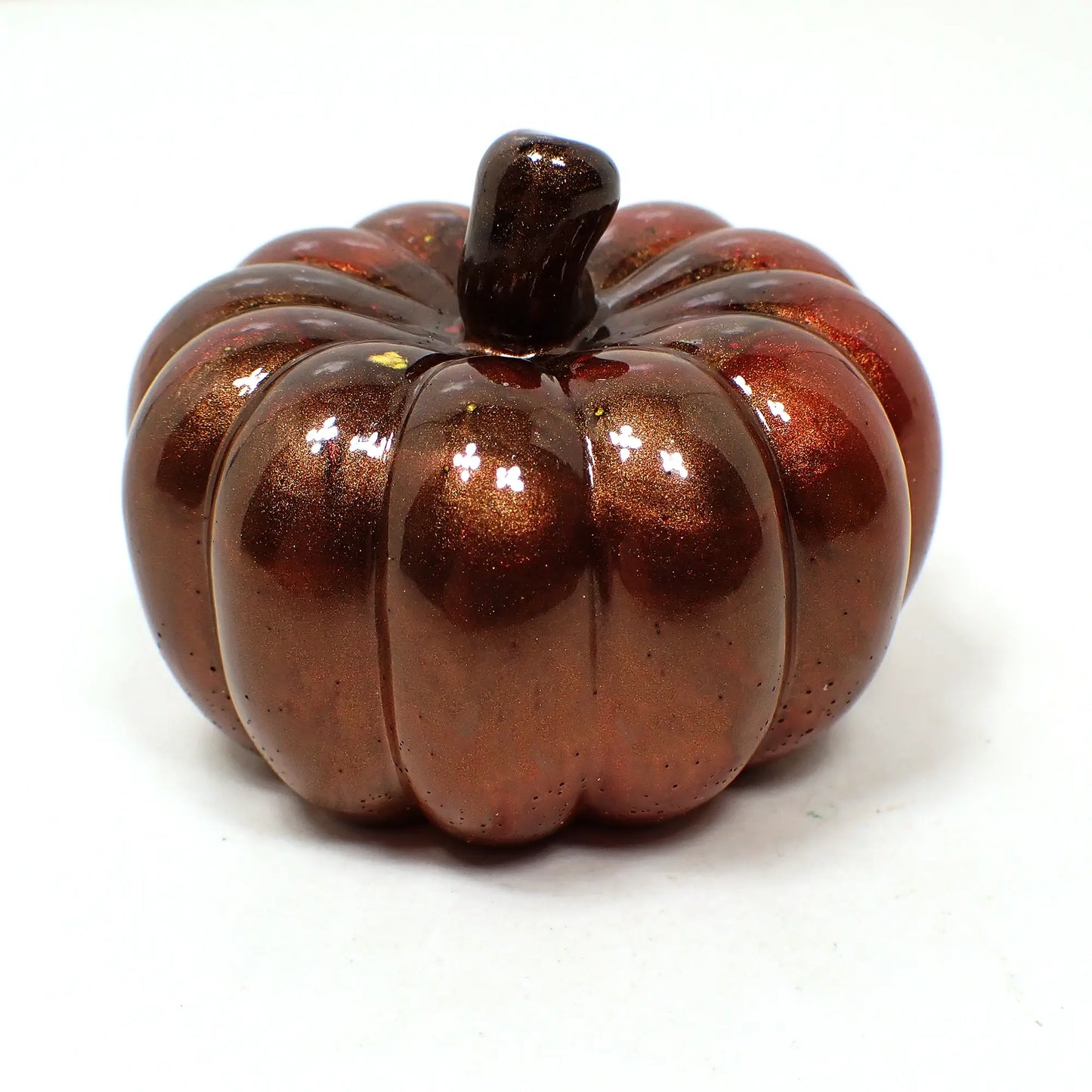 Handmade Pearly Resin Pumpkin in Dark Fall Colors, Halloween Autumn Decor