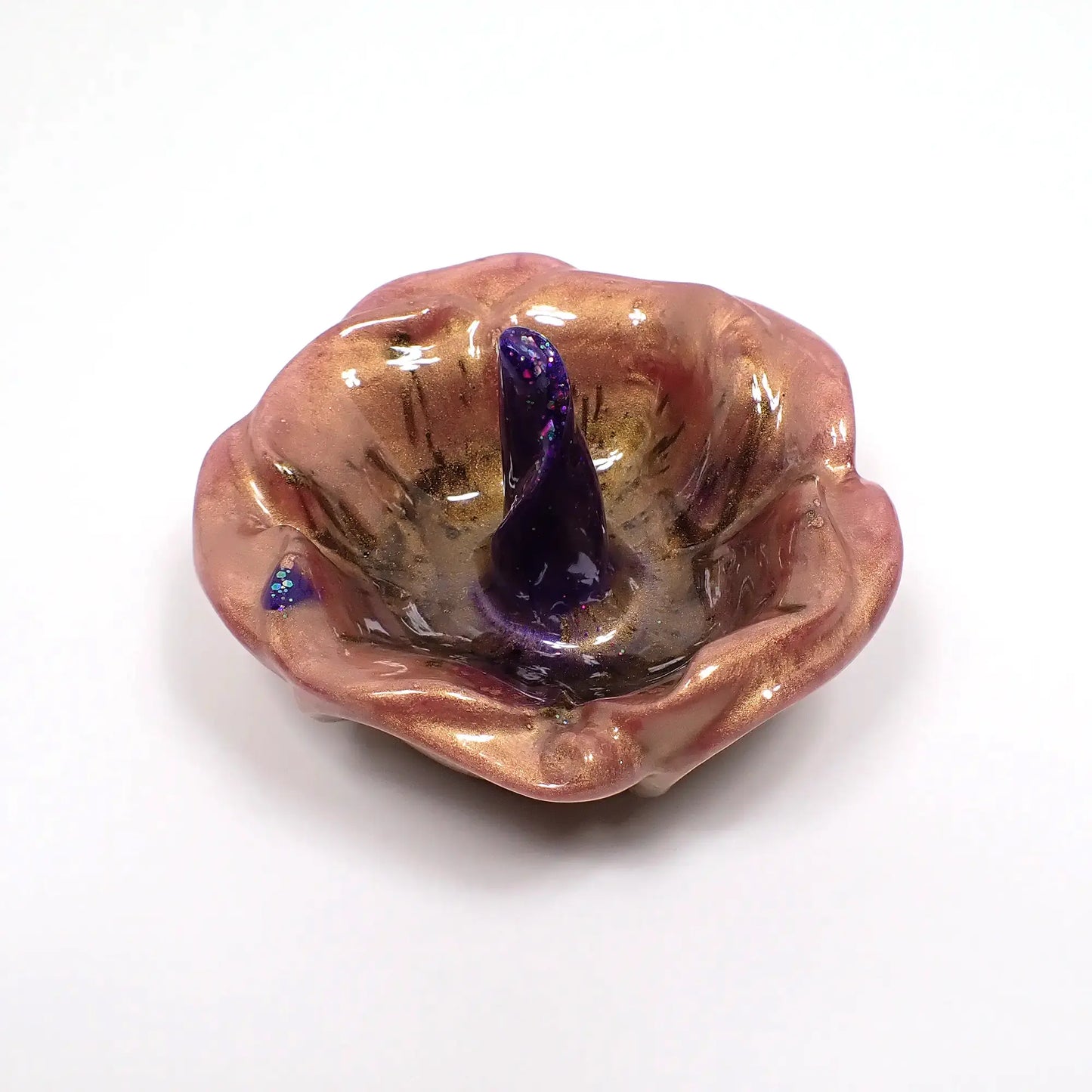 Pearly Multi Color Handmade Resin Flower Ring Dish Holder