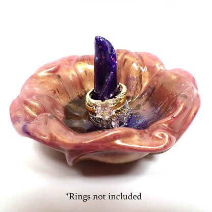 Pearly Multi Color Handmade Resin Flower Ring Dish Holder