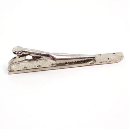 Long Textured Diagonal Stripe Vintage Tie Clip Clasp