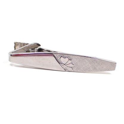 Textured Matte and Shiny Silver Tone Vintage Tie Clip Clasp