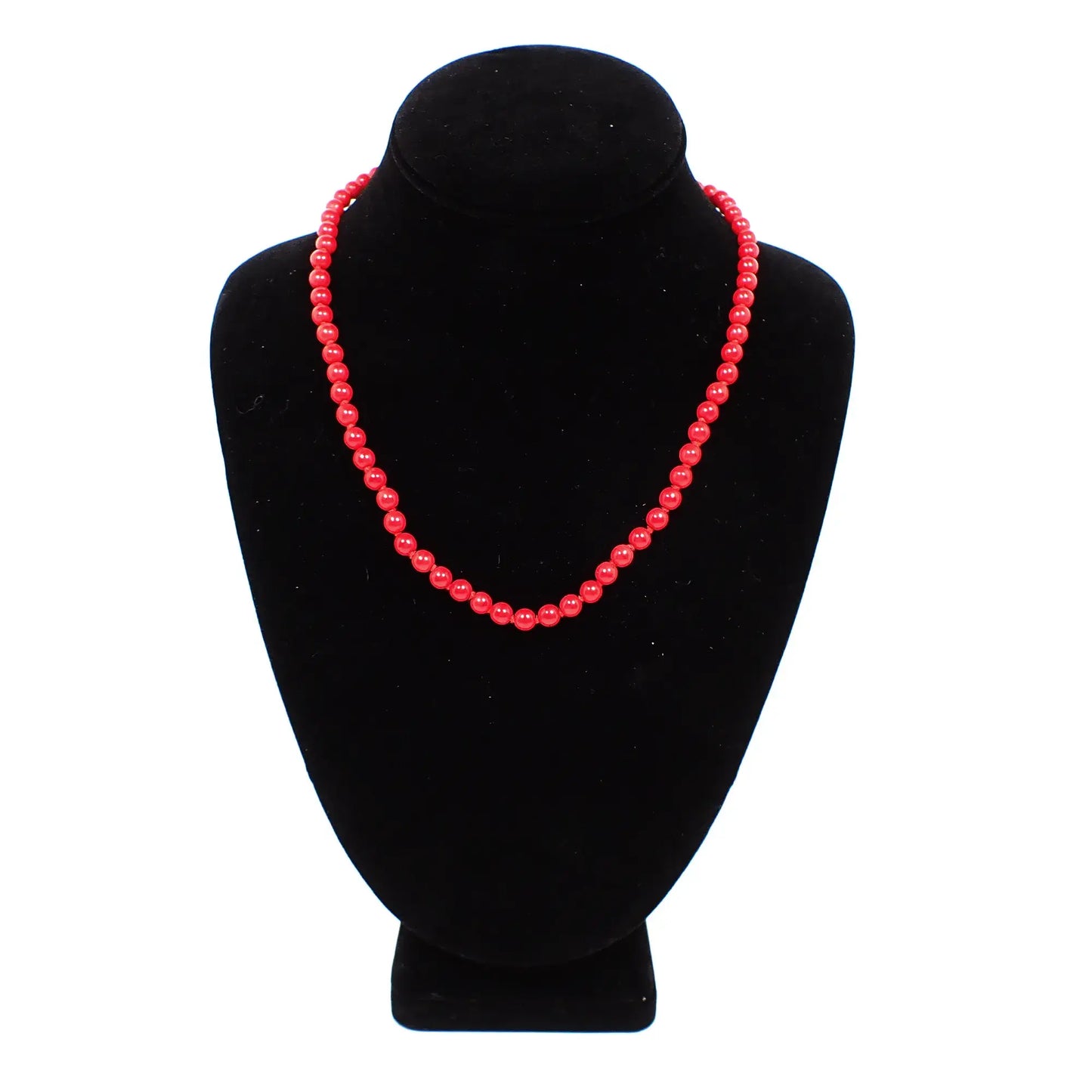 Red Round Glass Beaded Vintage Necklace