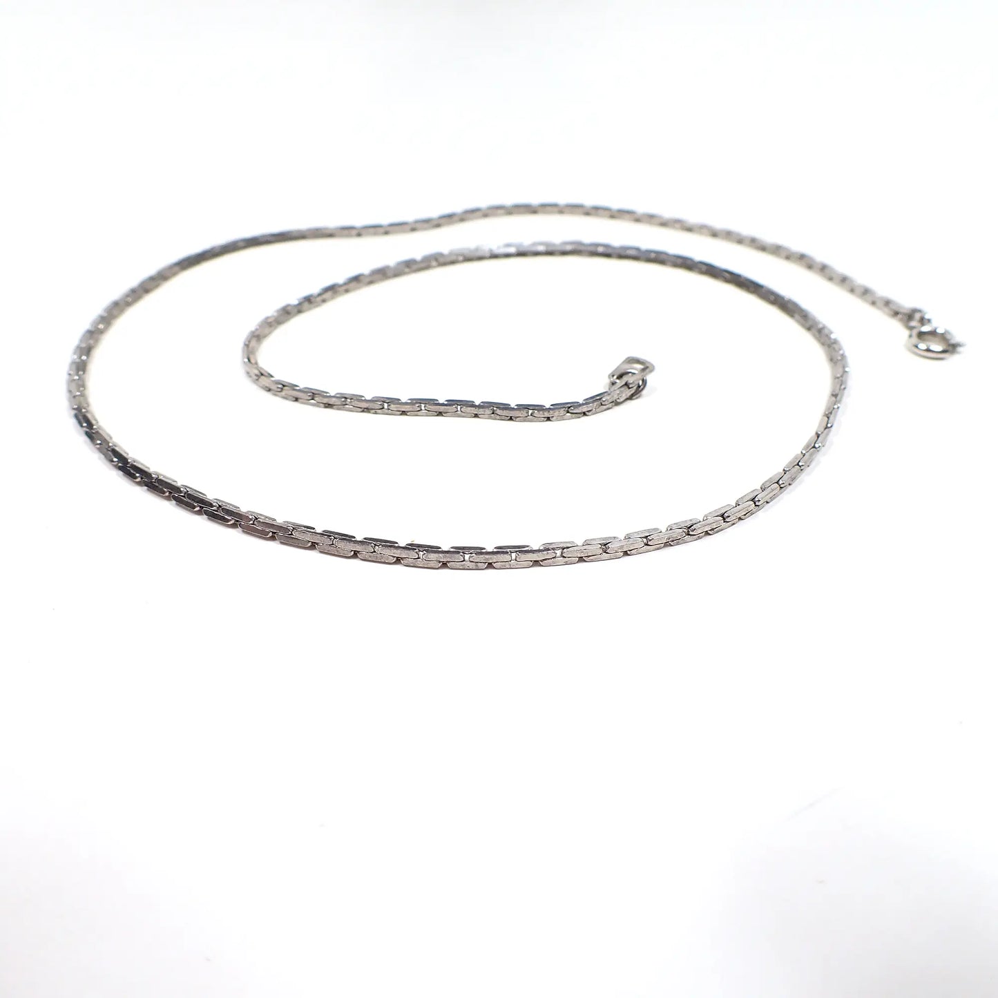 South Korean Silver Tone Vintage Fancy Bar Link Chain Necklace