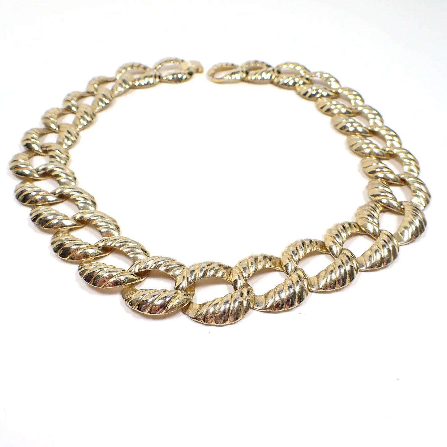 Textured Curb Link Vintage Chain Necklace