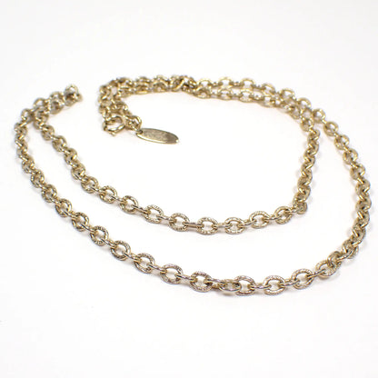 Whiting and Davis Vintage Cable Chain Necklace with Textured Links