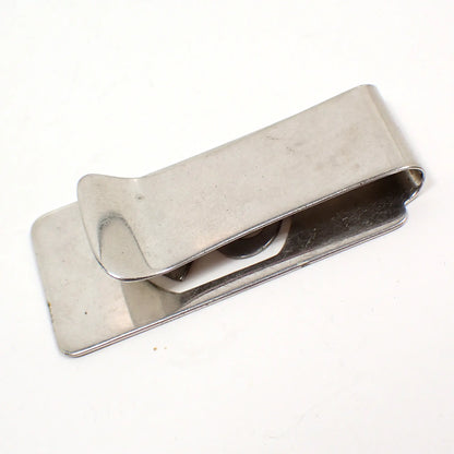 1970s Matte and Shiny Silver Tone Vintage Dollar Sign Money Clip