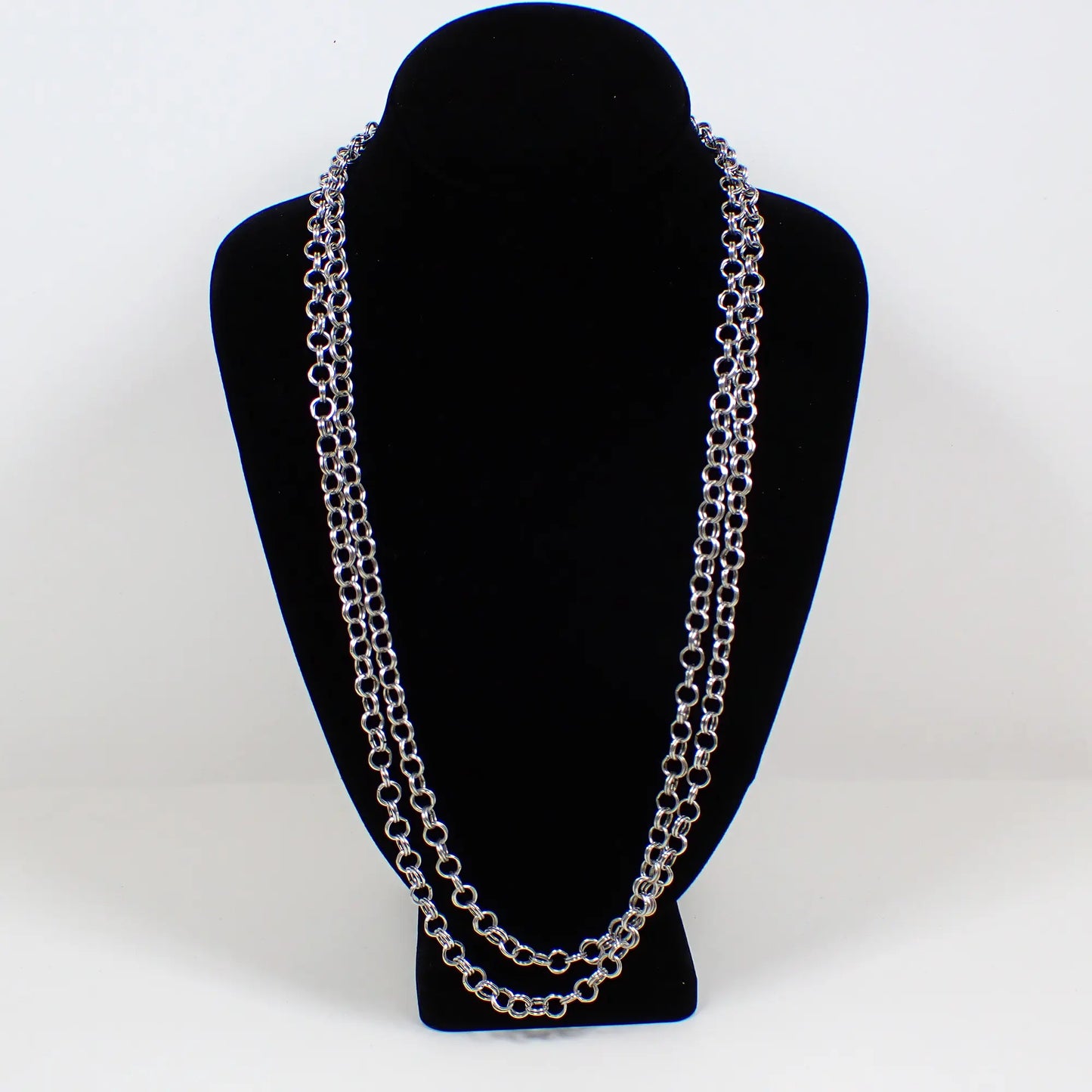 Crown Trifari Long Double Link Vintage Rolo Chain Necklace