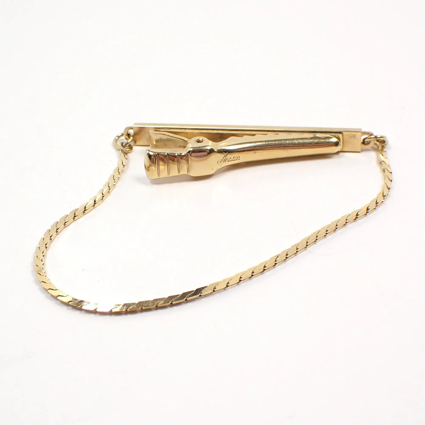 Anson Mid Century Vintage Tie Chain Clip Clasp with Sliding Adjustable Length Sides