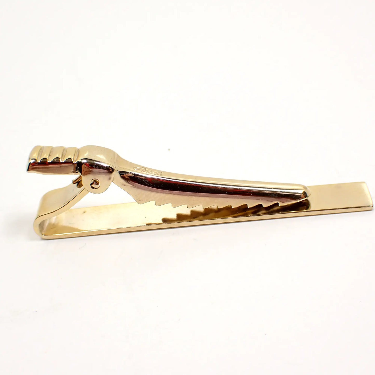 Anson Mid Century Vintage Tie Clip Clasp with Striped Design