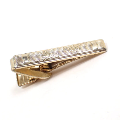 Small Mid Century Vintage Tie Clip Clasp with Leaf Design
