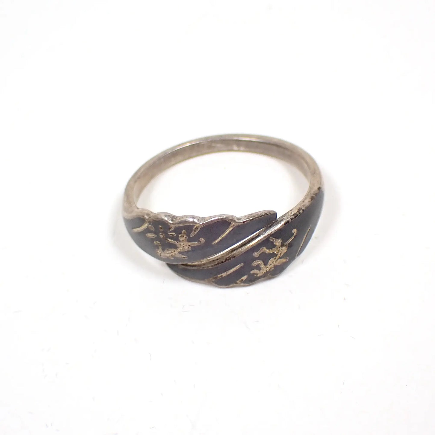 1950's Siam Sterling Vintage Bypass Ring, Slightly Adjustable Size