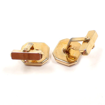 Swank Mother of Pearl Shell Mid Century Vintage Cufflinks, Pearly White Octagon Angle Back Cuff Links