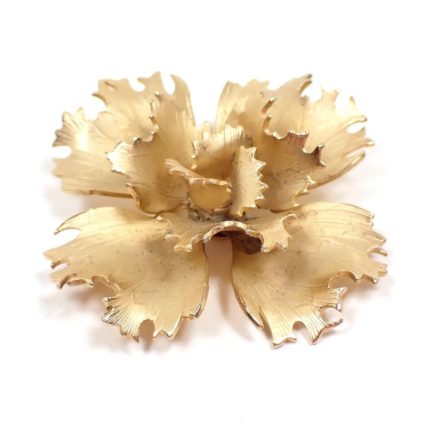 Giovanni Matte Gold Tone Vintage Flower Brooch Pin