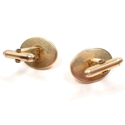 Correct Quality Faux Opal Vintage Cufflinks, Gold Tone Oval Cuff Links
