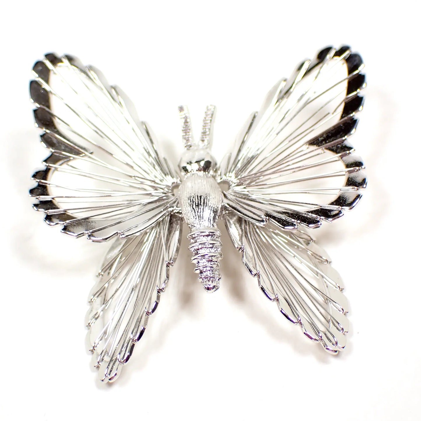 Monet Wire Wrapped Silver Tone Vintage Butterfly Brooch Pin
