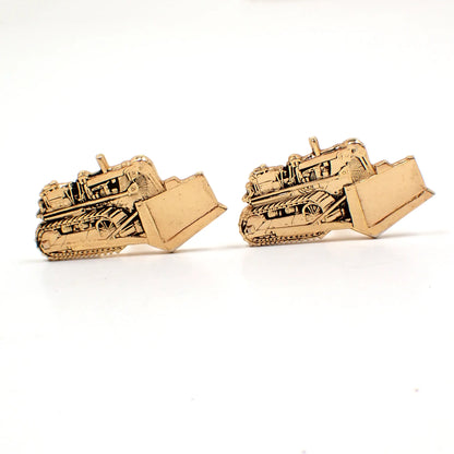 Bulldozer Vintage Cufflinks, Heavy Equipment Construction Worker Cuff Links