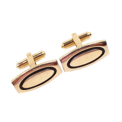 Hickok Vintage Cuff Links, Mid Century Modernist Style Cufflinks, Gold Tone and Black