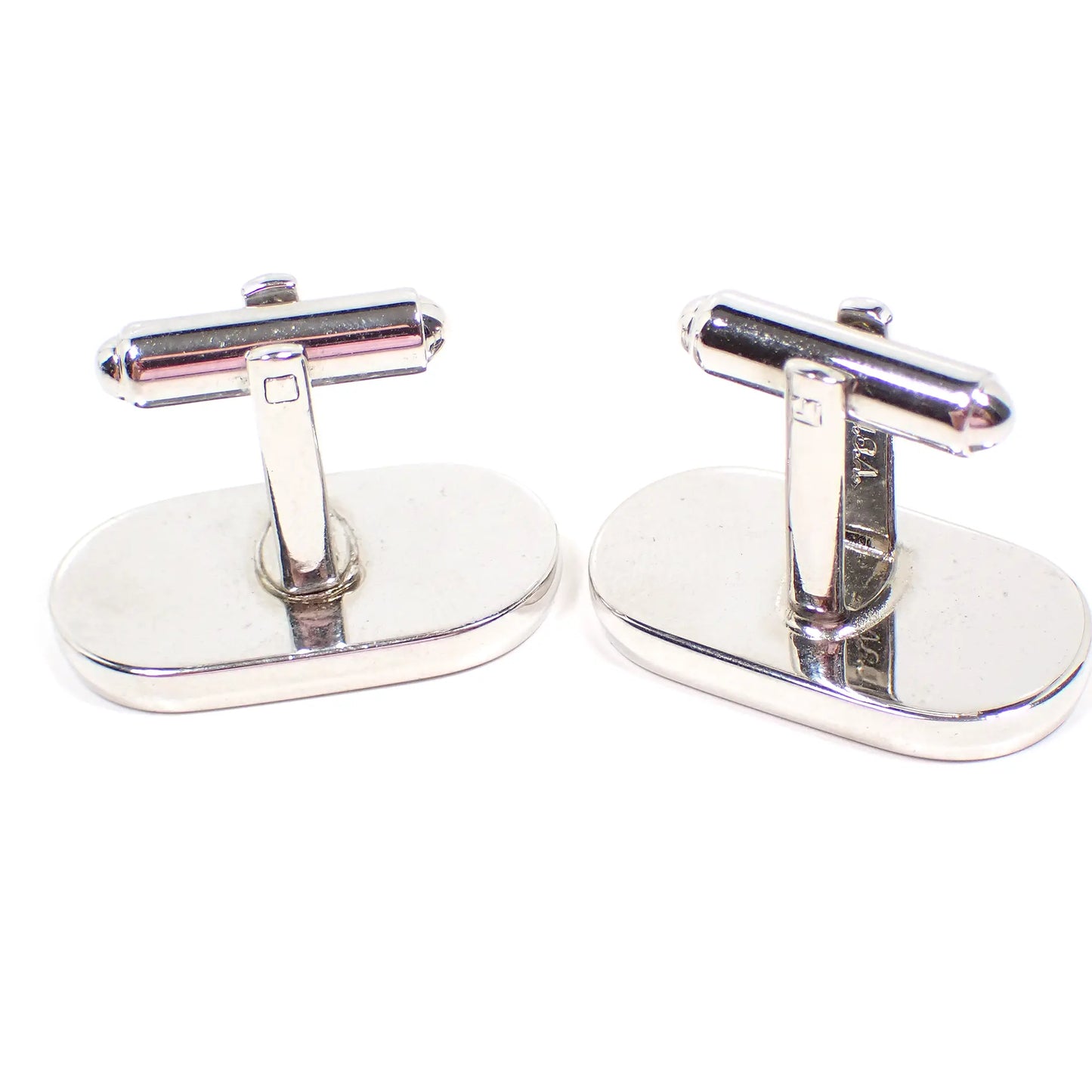 Hickok Indented Oval Vintage Cufflinks, Retro Silver Tone Cuff Links