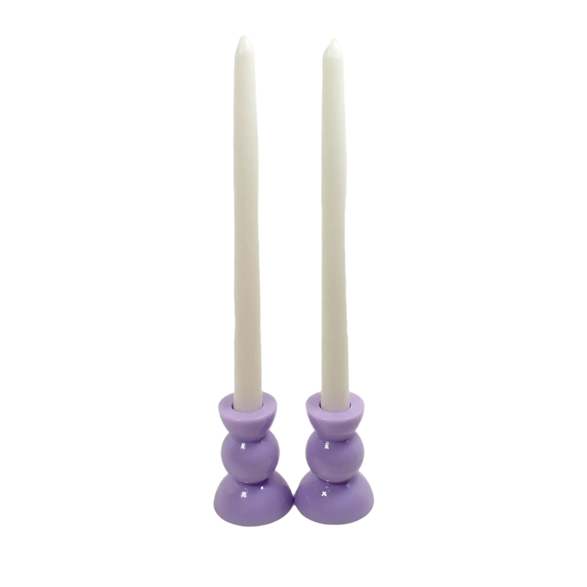 Photo showing the candle holders with taper candles in them for display.