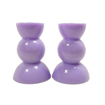 Another side view of the pastel purple candle holders.