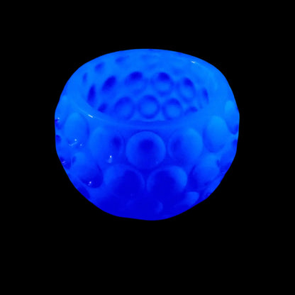 Small Handmade Round Neon Blue Resin Succulent Pot with Indented Dot Pattern