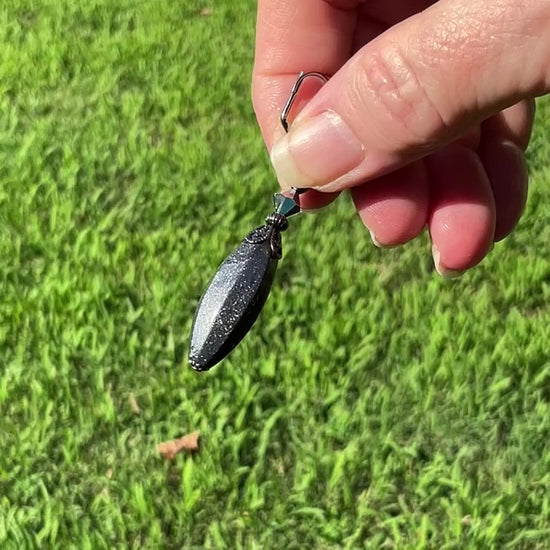 Gunmetal Large Dark Gray Glitter Lucite Handmade Drop Earrings video showing how the glitter sparkles in the lucite.