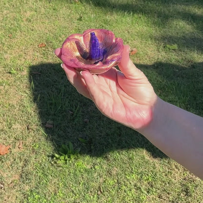 Pearly Multi Color Handmade Resin Flower Ring Dish Holder video showing how the glitter sparkles in the light.