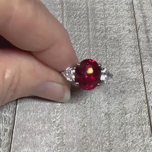 Video of the retro vintage QVC ring showing the sparkle on the red cubic zirconia and clear CZ stones on the sides.