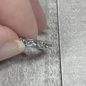 Video of the retro vintage band ring with blue and clear rhinestones. The video is showing how the rhinestones sparkle.