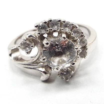 Sterling Silver Vintage Quartz Flower Ring
