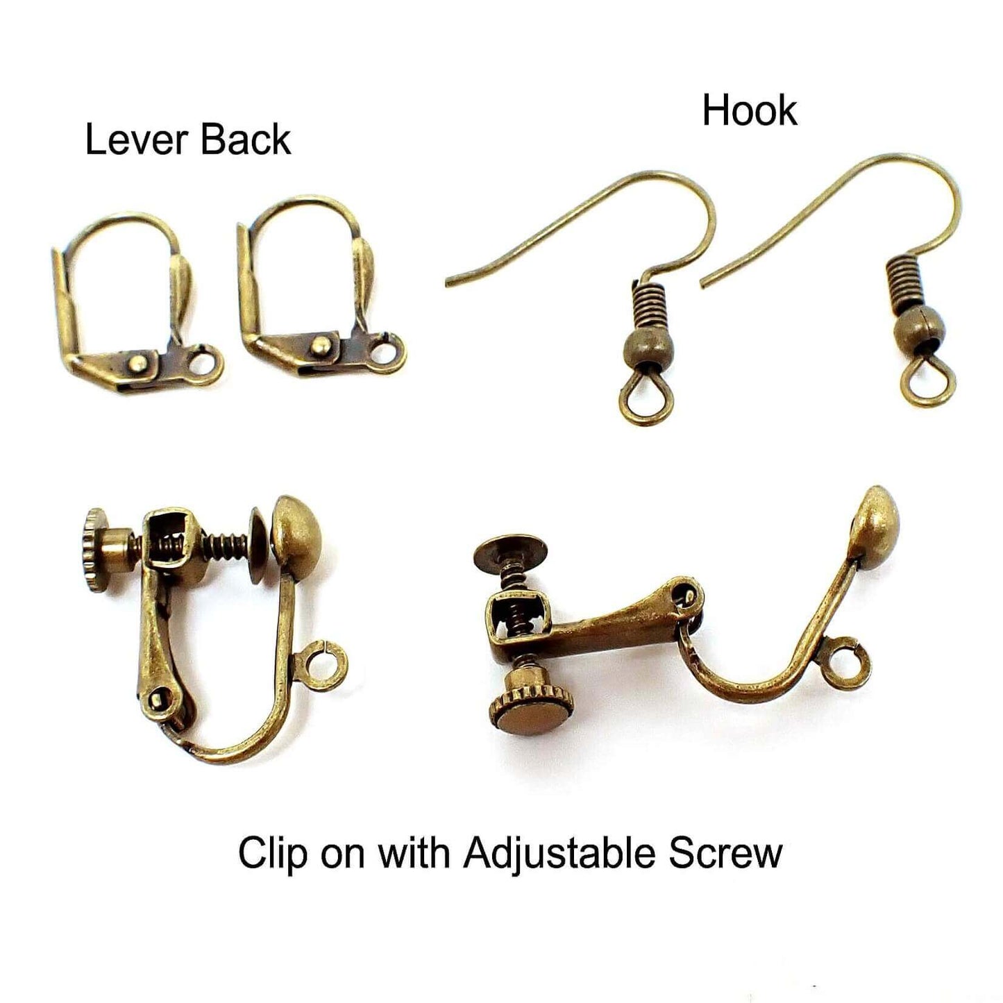 Antiqued Brass Handmade Teal Blue Drop Earrings Hook Lever Back or Clip On