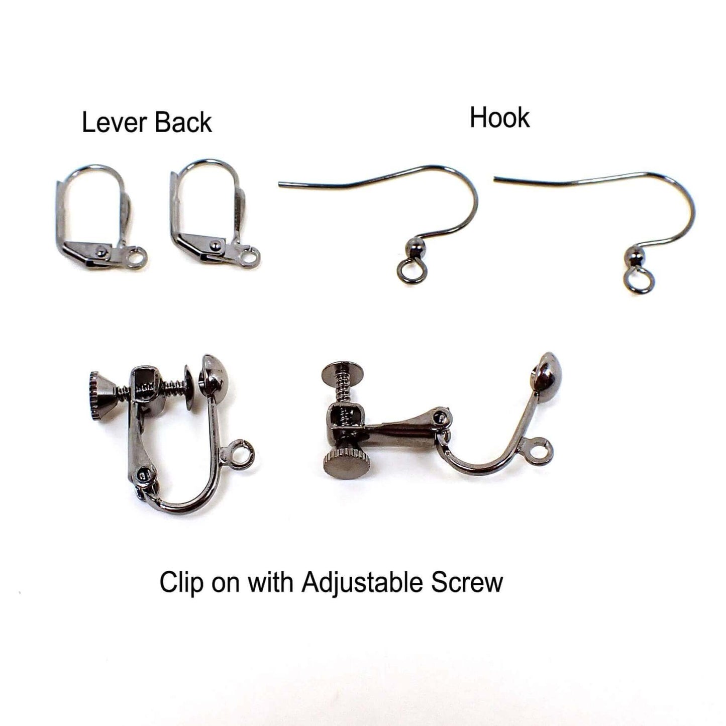 Metallic Gray Glass Crystal Handmade Drop Earrings Gunmetal Hook Lever Back or Clip On