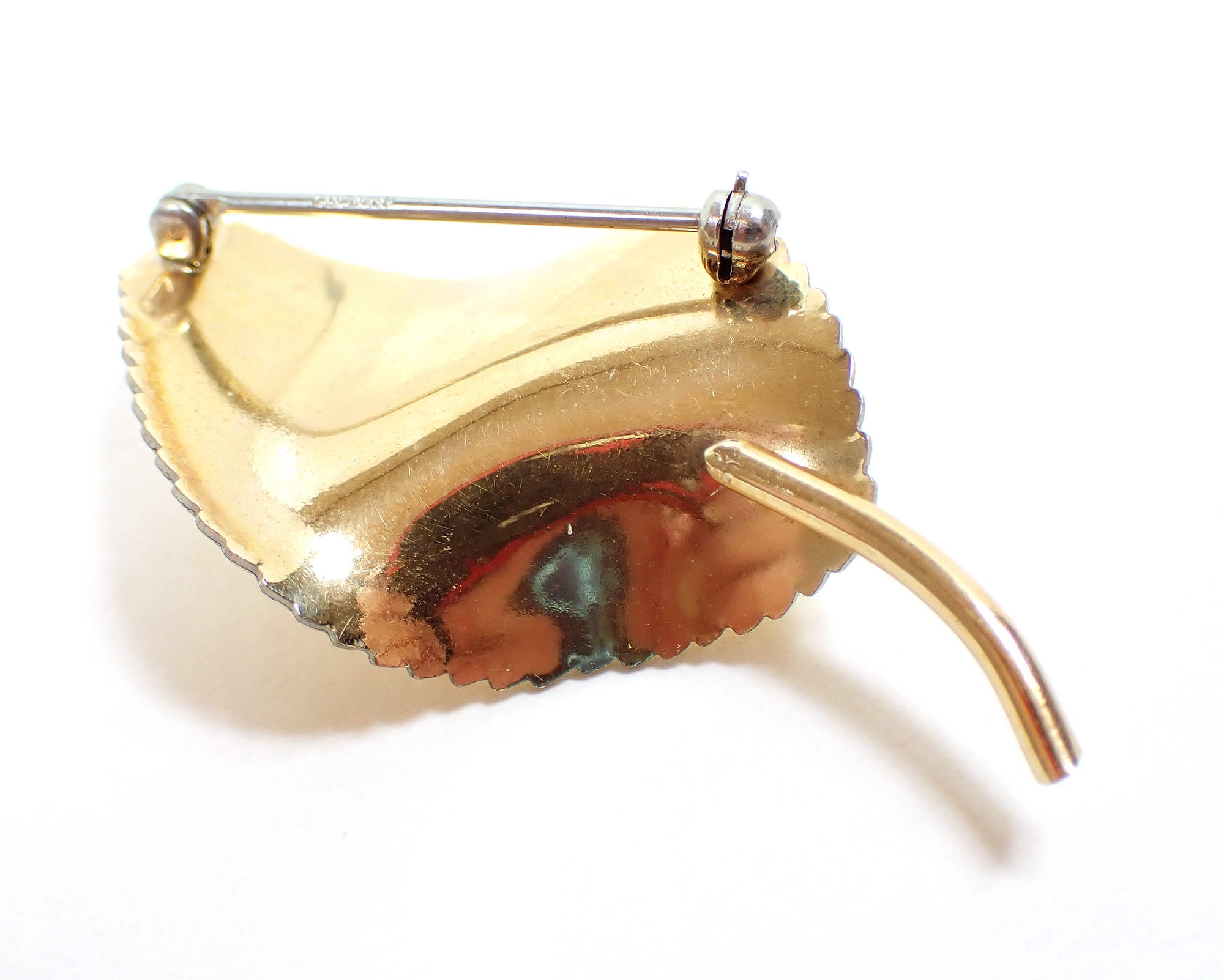 Krementz Cultured Pearl Mid Century Vintage Leaf Brooch Pin
